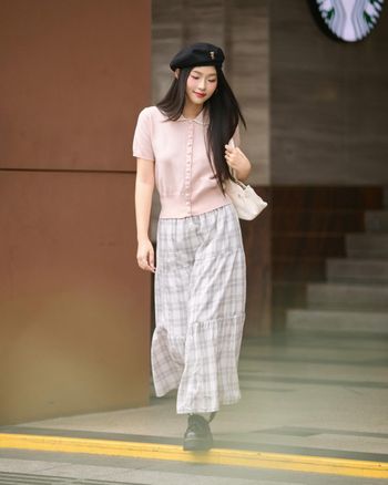 Chân váy maxi nữ dáng A lưng chun cotton caro THE C.I.U, váy dài form xòe basic – Simba Long Skirt