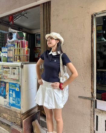 Áo polo nữ tay ngắn form ôm thêu hình hoa THE C.I.U - Lexi Polo Top
