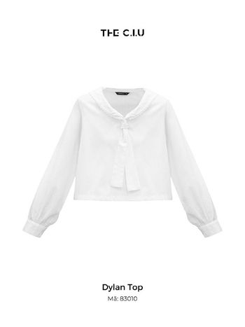 Áo kiểu tay dài cổ thuỷ thủ THE C.I.U, áo kiểu nữ sọc cotton form ngắn - Dylan Top