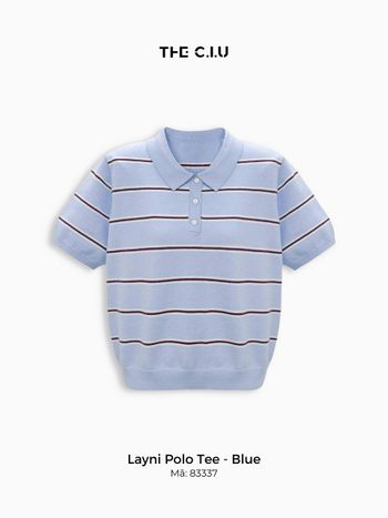 Áo len polo nữ tay ngắn sọc ngang THE C.I.U, áo kiểu cổ bẻ len mỏng basic form vừa – Layni Polo Tee