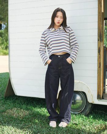 Quần jean ống cong nữ lưng cao THE C.I.U, quần baggy denim ống rộng dáng suông basic – Wide Leg Jeans - 102503