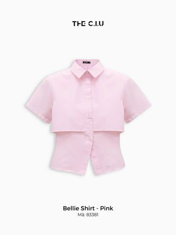 Áo sơ mi nữ croptop tay ngắn THE C.I.U, áo cổ bẻ kiểu layer 2 lớp chất kate mềm – Bellie Shirt