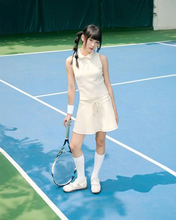 Chân váy nữ ngắn lưng chun THE C.I.U, váy cotton dáng A basic phối line sporty – Robin Skirt - C16