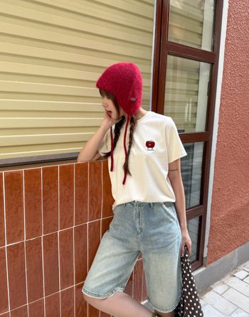 Áo thun babytee nữ tay ngắn thêu hình THE C.I.U, áo phông trơn cotton cổ tròn – Tomato Baby Tee