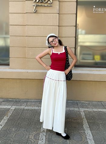 Chân váy maxi xòe phối ruy băng THE C.I.U - Lotus Maxi Skirt