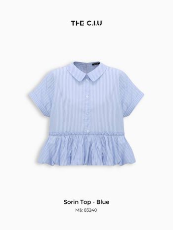 Áo kiểu sơ mi nữ tay ngắn kẻ sọc THE C.I.U, áo kiểu dáng babydoll form ngắn xếp ly – Sorin Top
