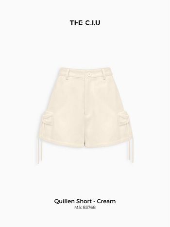 Quần short nữ lưng cao túi hộp rút dây THE C.I.U, quần short trơn dáng suông basic lưng cao  – Quillen Short