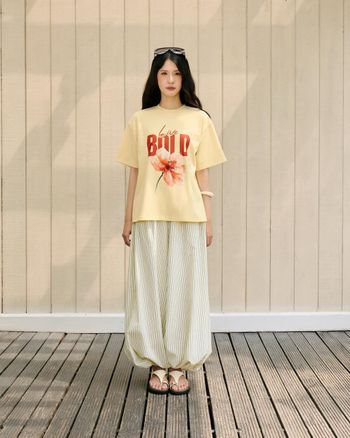 Quần alibaba nữ ống cong THE C.I.U, quần dài kẻ sọc lưng cao form rộng đi biển – Andy Pants - MN12