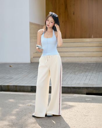 Quần dài nữ ống rộng THE C.I.U, quần suông ống rộng phối viền thể thao – Sutton Pants - C16