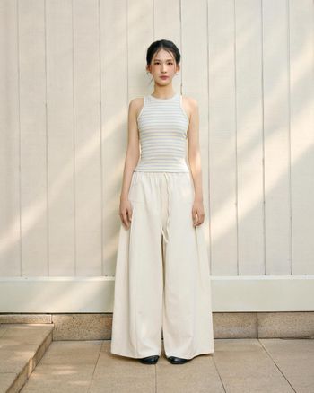 Quần dài nữ ống rộng lưng thun THE C.I.U, quần suông rộng dây rút 2 túi form thoải mái - Zerina Pants - MN12
