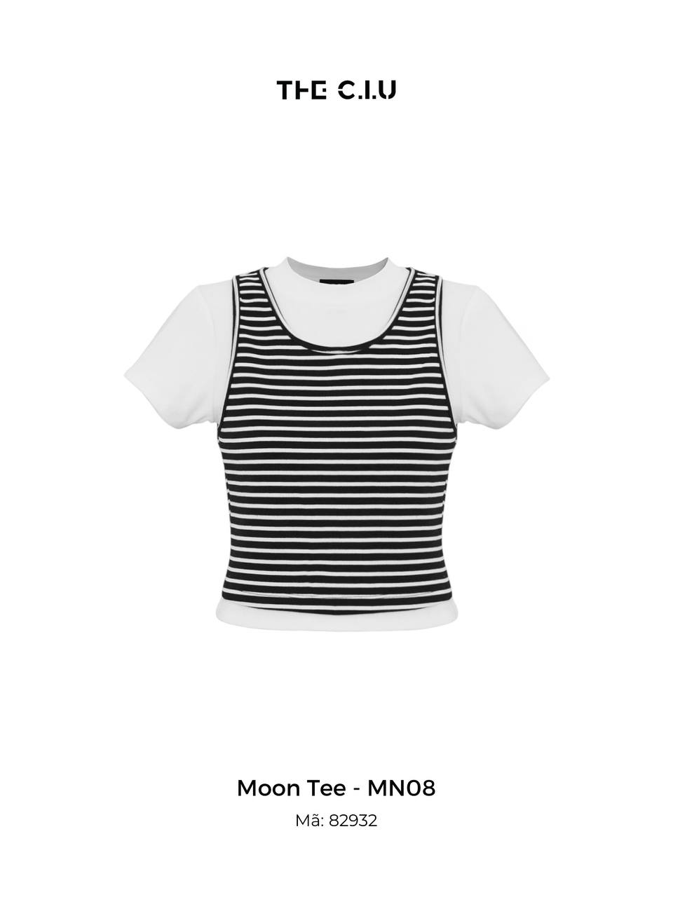 Set áo tay ngắn layer áo 3 lỗ sọc THE C.I.U - Moon Tee - MN08