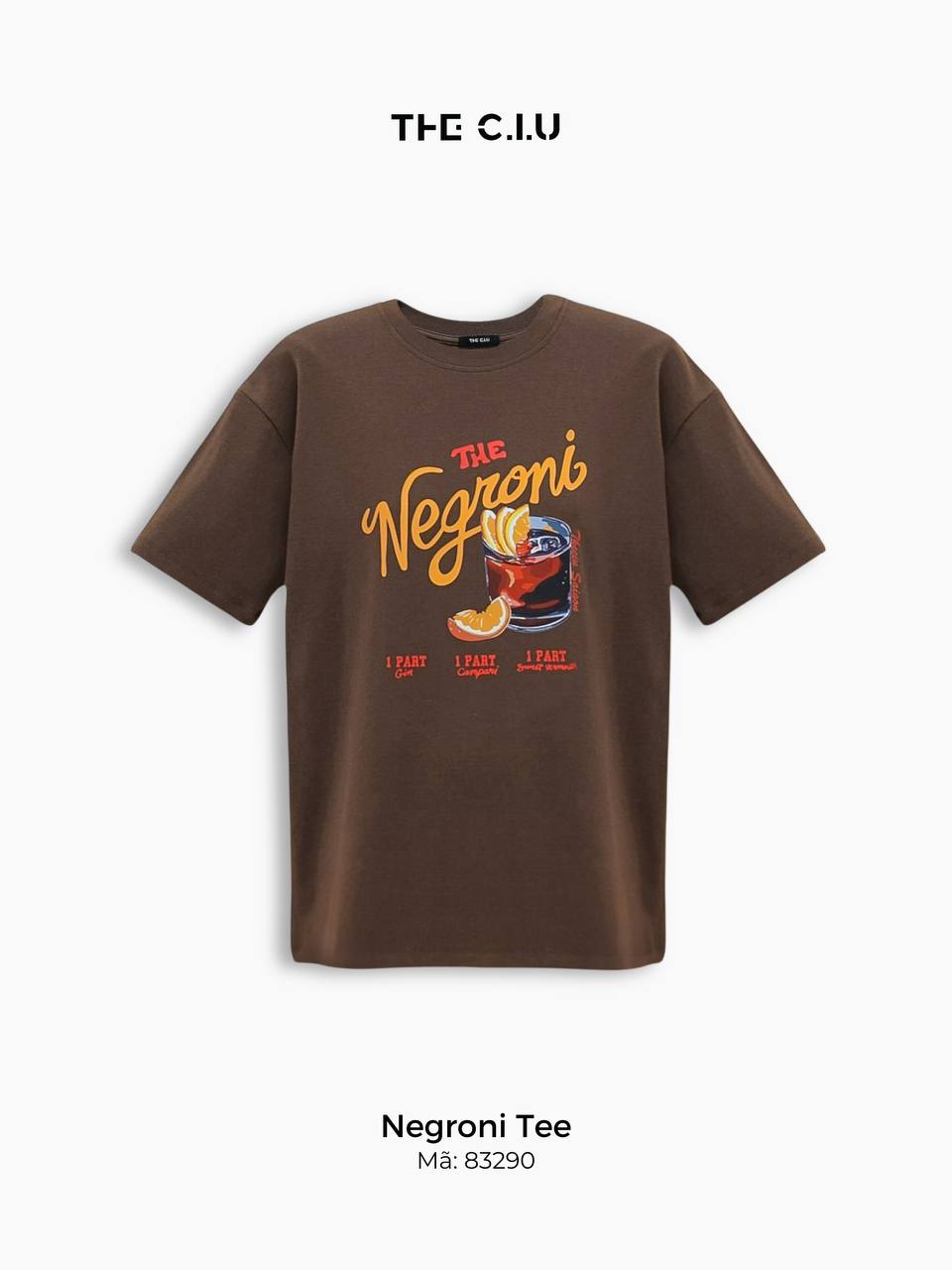 Áo thun nữ in hình THE C.I.U, áo phông cotton nâu form rộng freesize - Negroni Tee