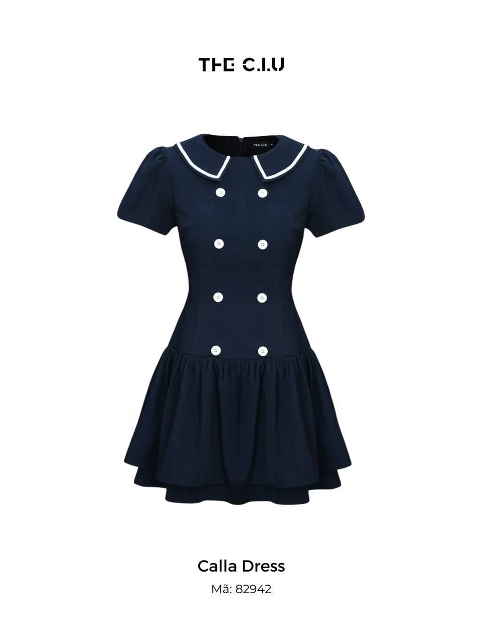 Đầm xòe ngắn tay phồng cổ thủy thủ THE C.I.U - Calla Dress